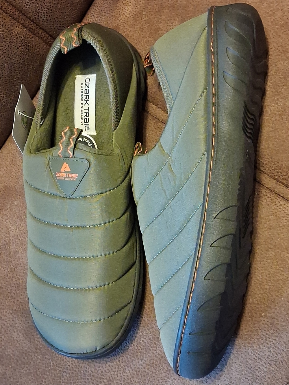 Ozark Trail Men's Olive Green Slip-On Puffee Slipper Size 9